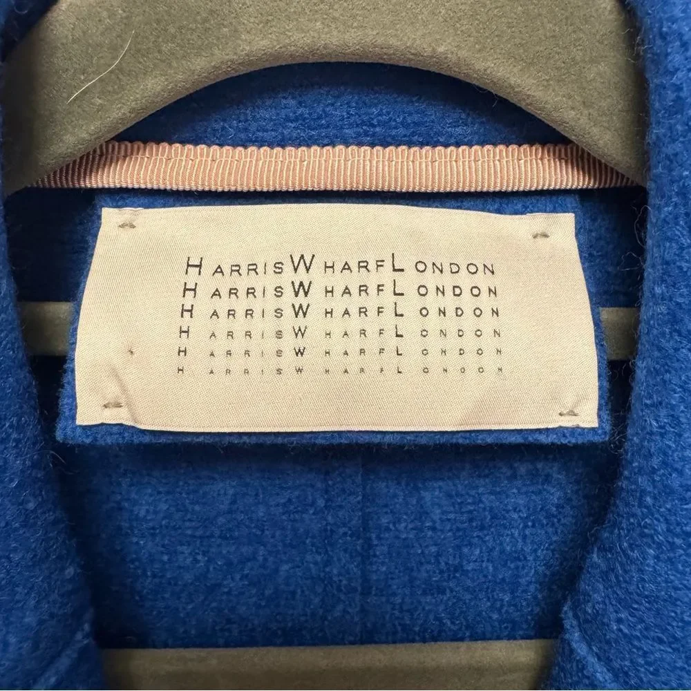Harris Wharf London Cocoon Coat Blue Pressed Wool